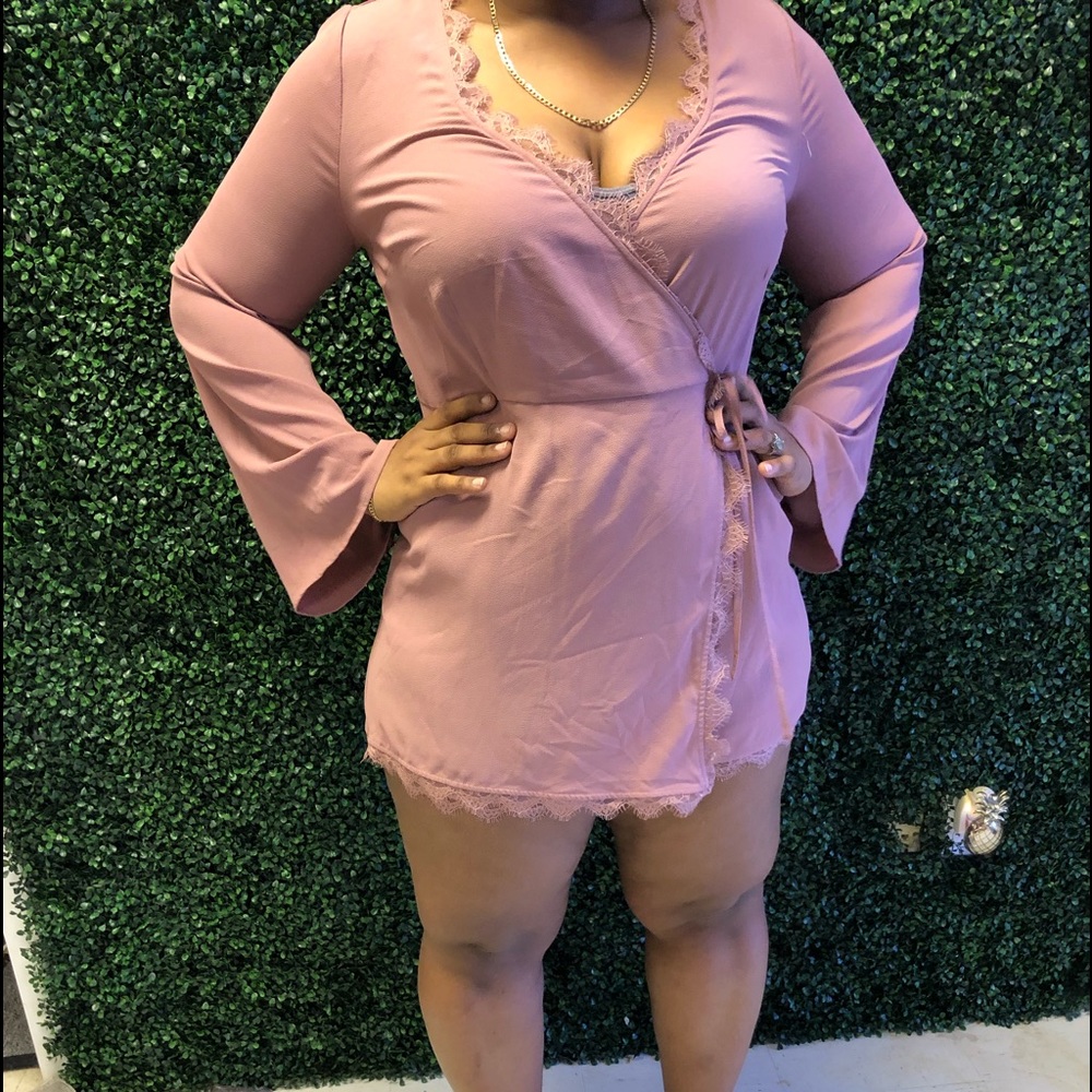 Blush pink/mauve , Short romper set.